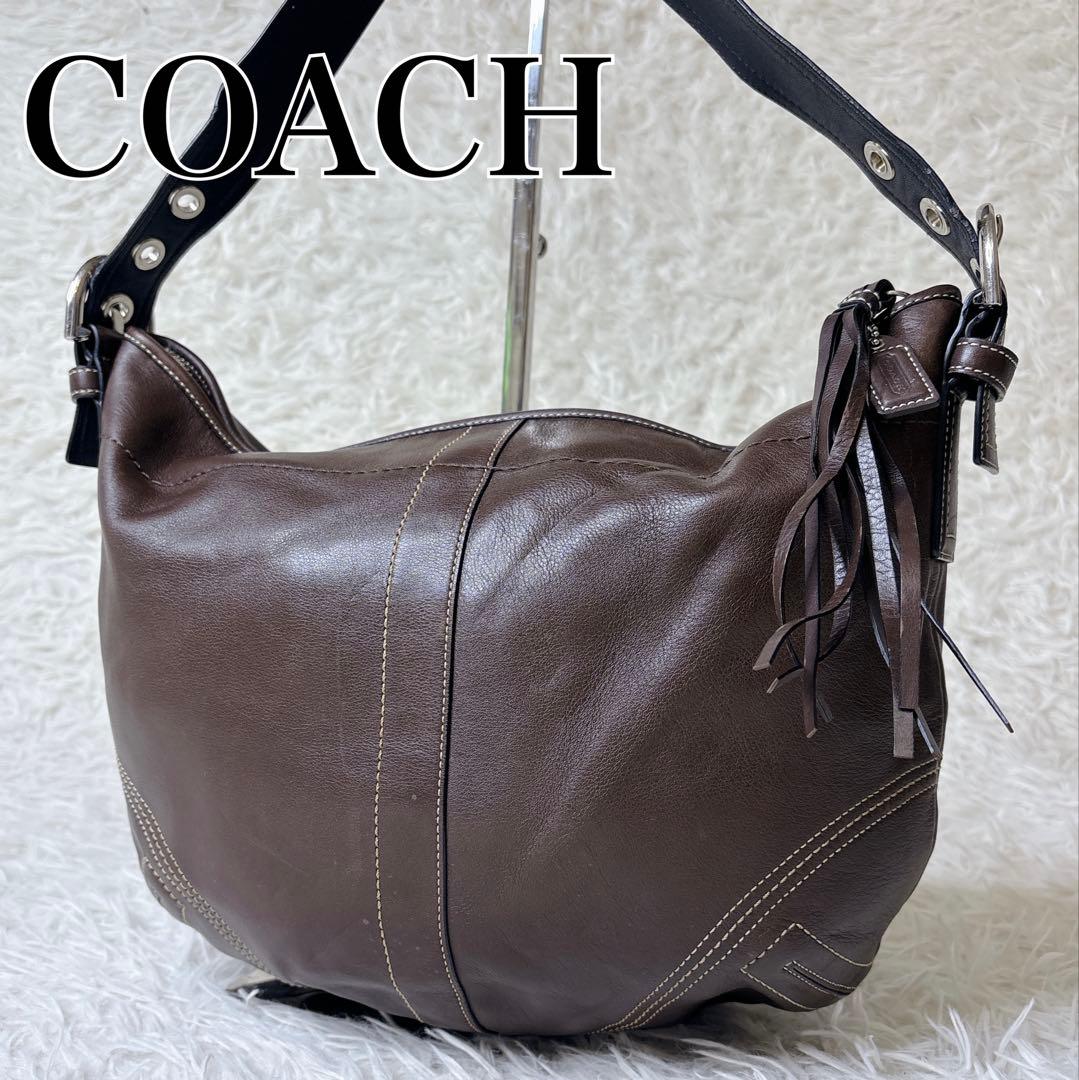 COACH ワンショルダーバッグ ホーボー ハーフムーン タッセル ブラウン