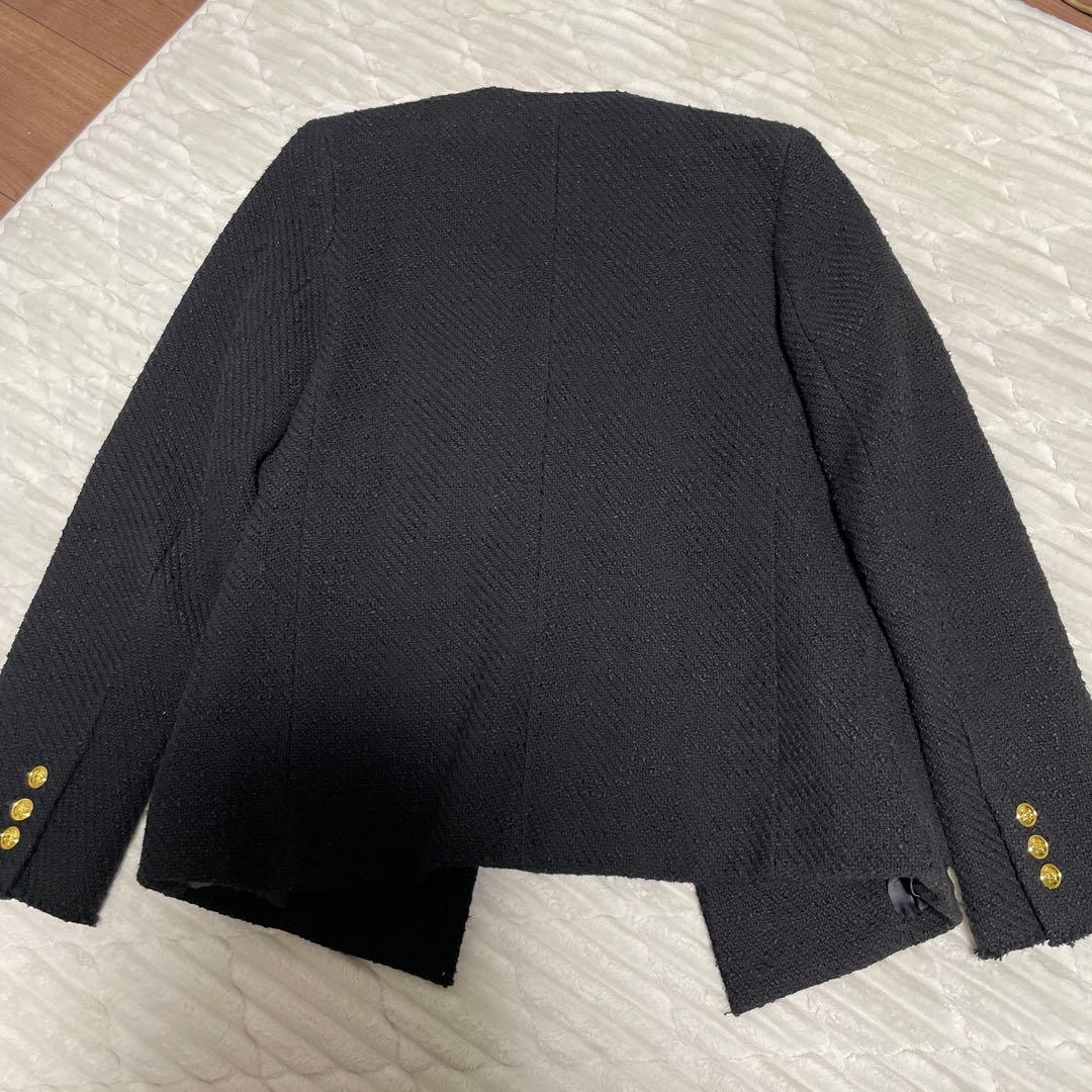 PLAGE[GIRL]ツイードノーカラージャケット　黒　ブラック　38サイズ　M