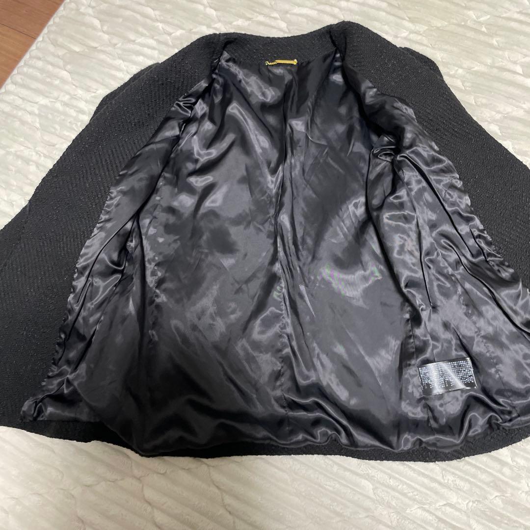 PLAGE[GIRL]ツイードノーカラージャケット　黒　ブラック　38サイズ　M