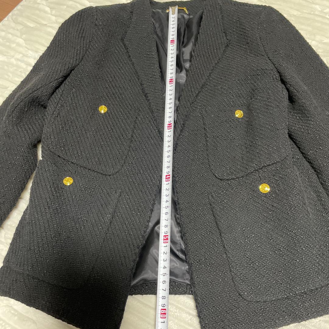PLAGE[GIRL]ツイードノーカラージャケット　黒　ブラック　38サイズ　M