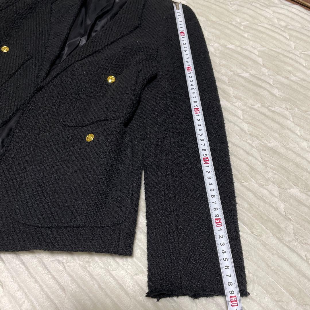 PLAGE[GIRL]ツイードノーカラージャケット　黒　ブラック　38サイズ　M