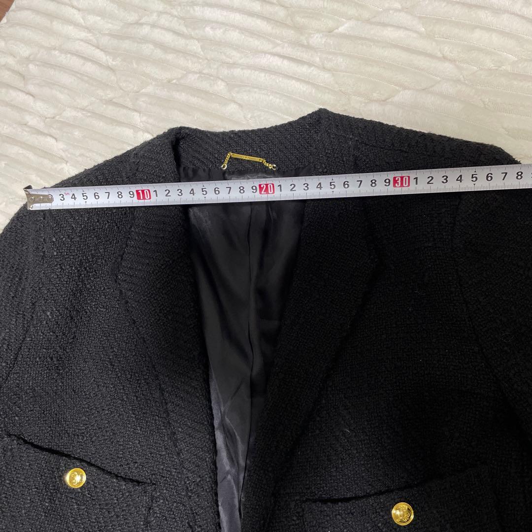 PLAGE[GIRL]ツイードノーカラージャケット　黒　ブラック　38サイズ　M