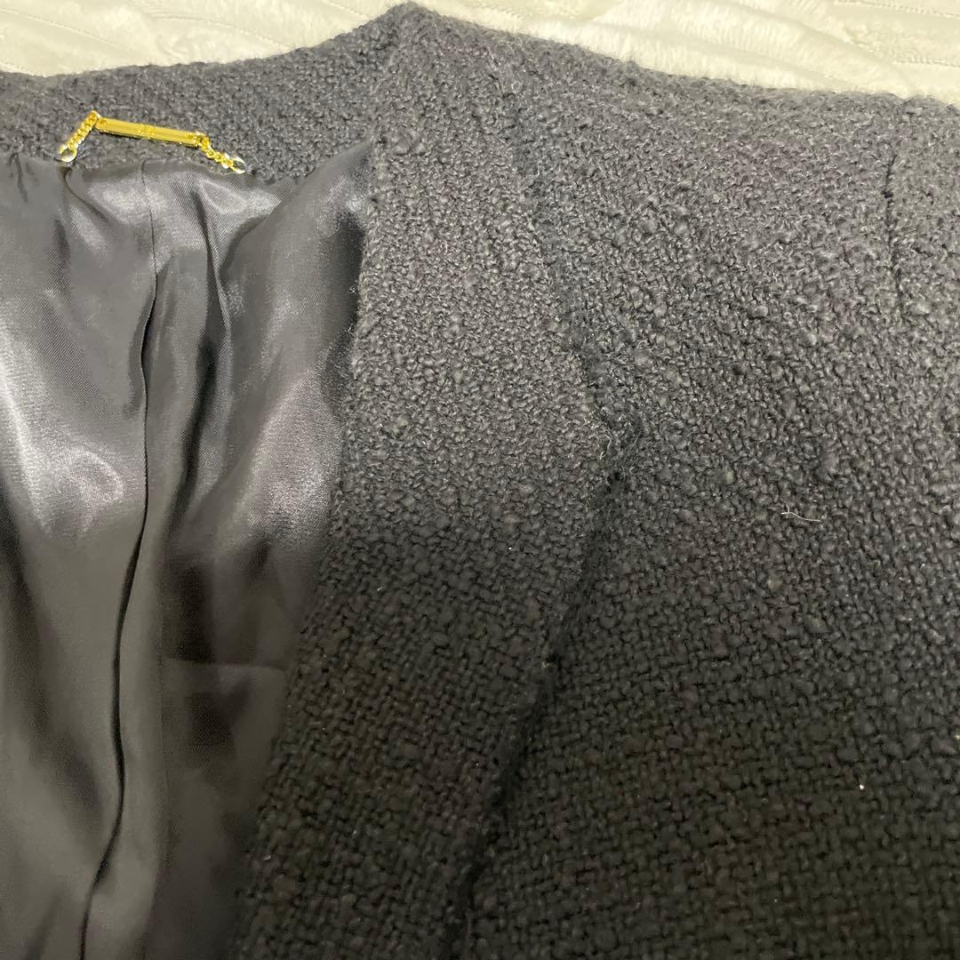 PLAGE[GIRL]ツイードノーカラージャケット　黒　ブラック　38サイズ　M