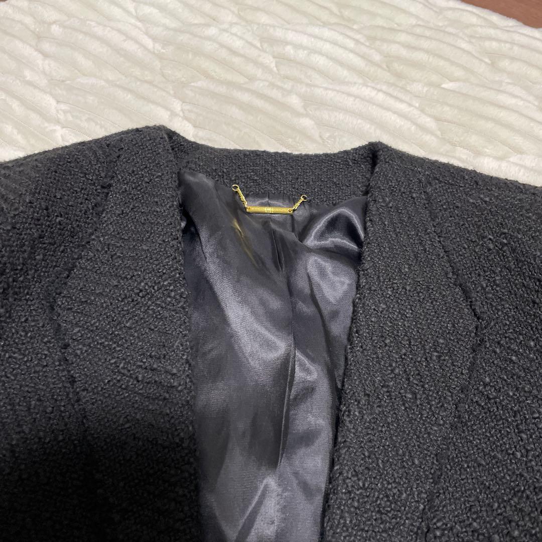 PLAGE[GIRL]ツイードノーカラージャケット　黒　ブラック　38サイズ　M