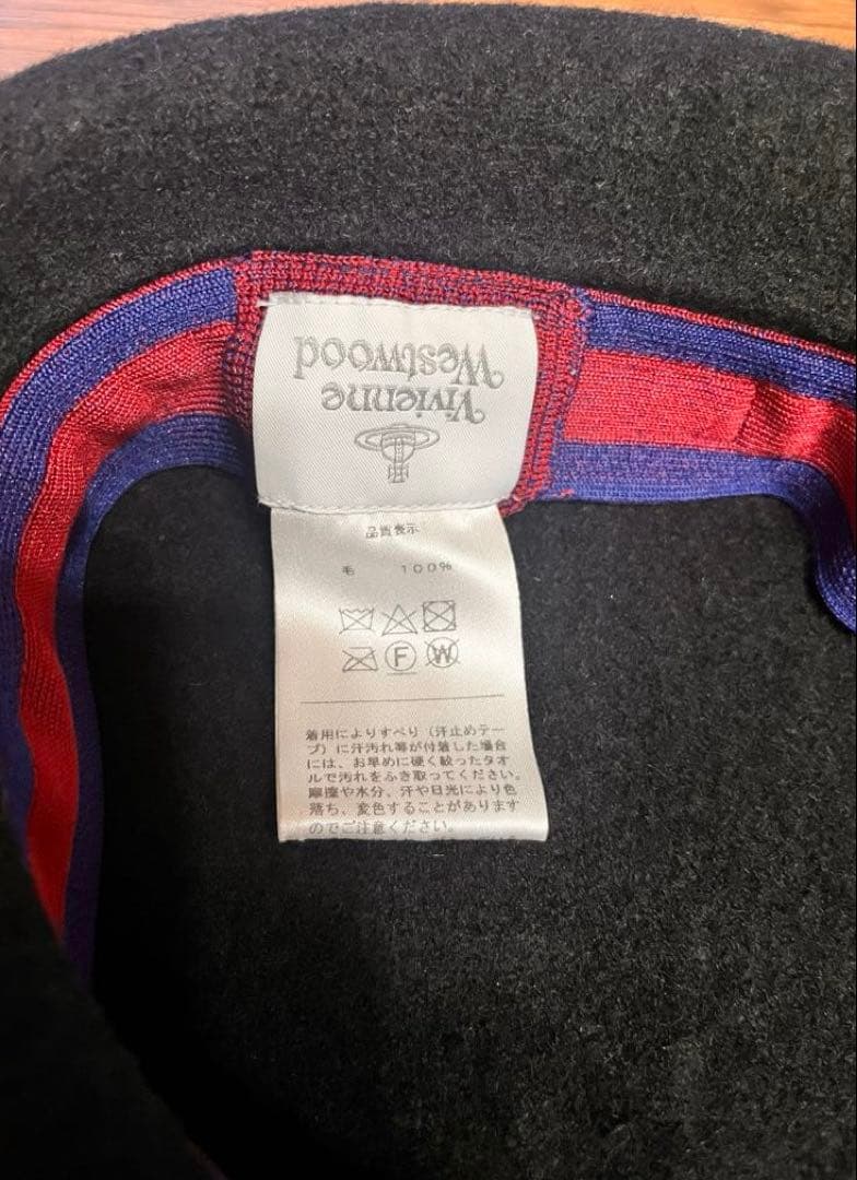 ［vivienne westwood］ベレー帽　オーブロゴ　刺繍／ブラック（黒）