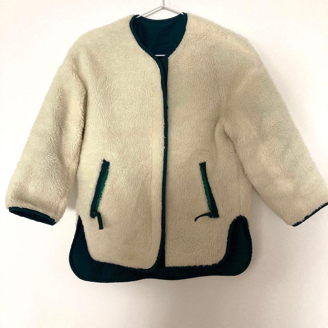 ナゴンスタンス ジップアップボアブルゾン オフホワイト キッズ130リバーシブル