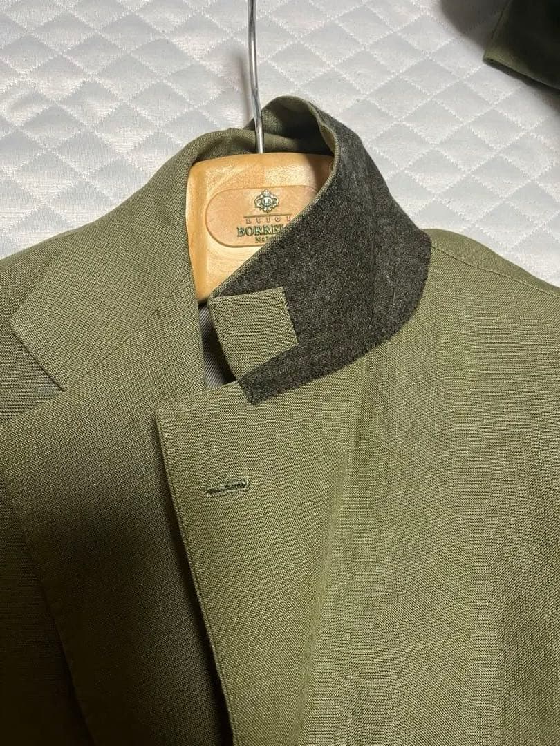 サルトリア　リング　オリーブ色アイリッシュリネン　グリーンリネンスーツ