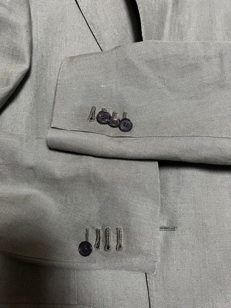 サルトリア　リング　オリーブ色アイリッシュリネン　グリーンリネンスーツ