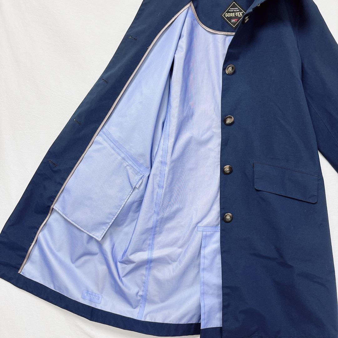 エーグル◆ゴアテックスステンカラーコート(M)紺 フード付き 防水 高機能素材