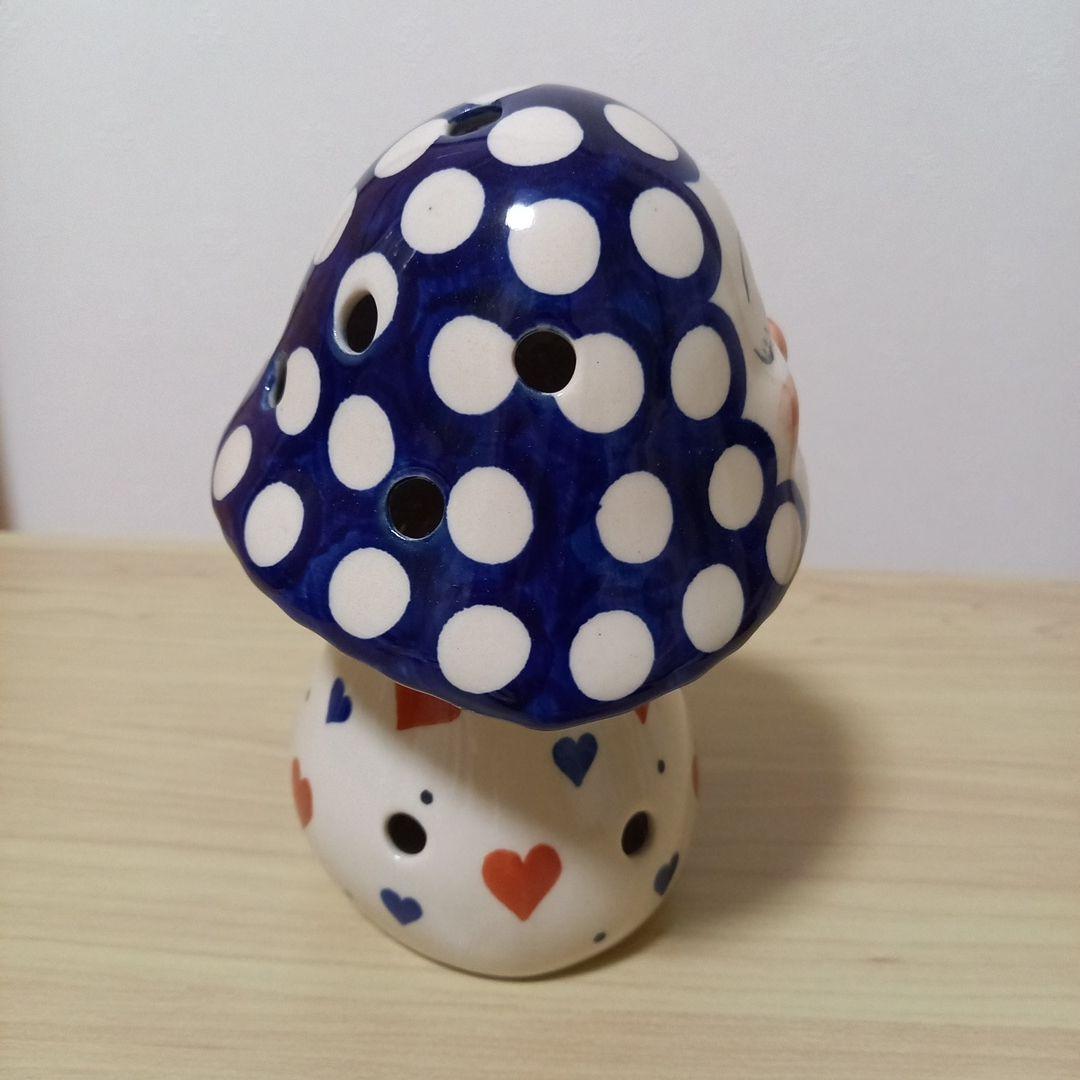 ポーリッシュポタリー　きのこ　キャンドルホルダー