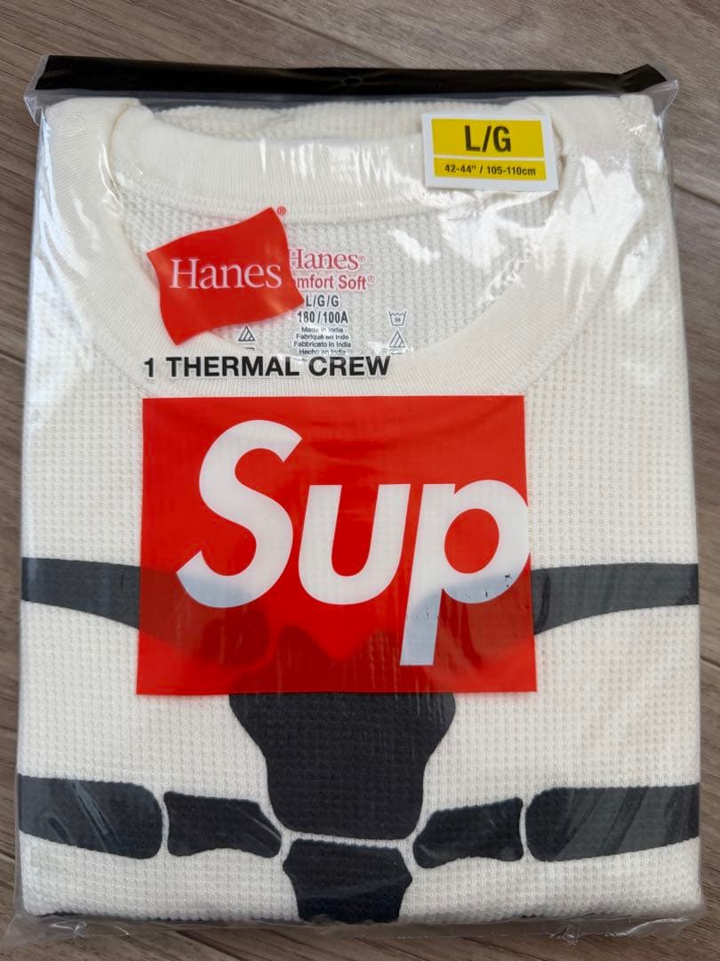 Supreme Hanes Bones Thermal Crew Lサイズ