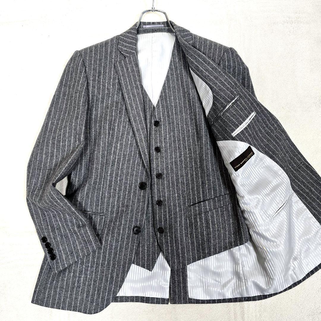 極美品 ダンカン カノニコ 3ピース スーツセットアップ ストライプ グレー M
