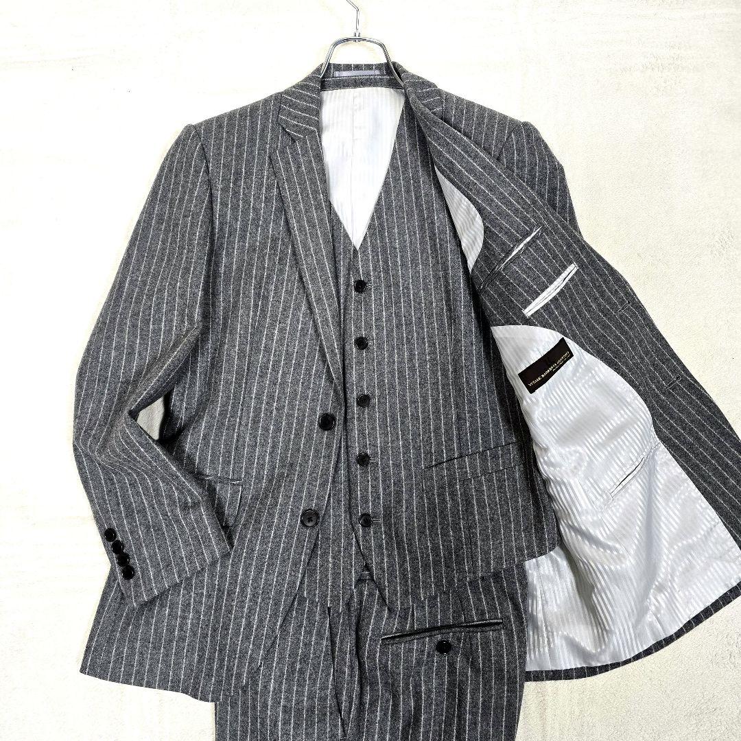 極美品 ダンカン カノニコ 3ピース スーツセットアップ ストライプ グレー M