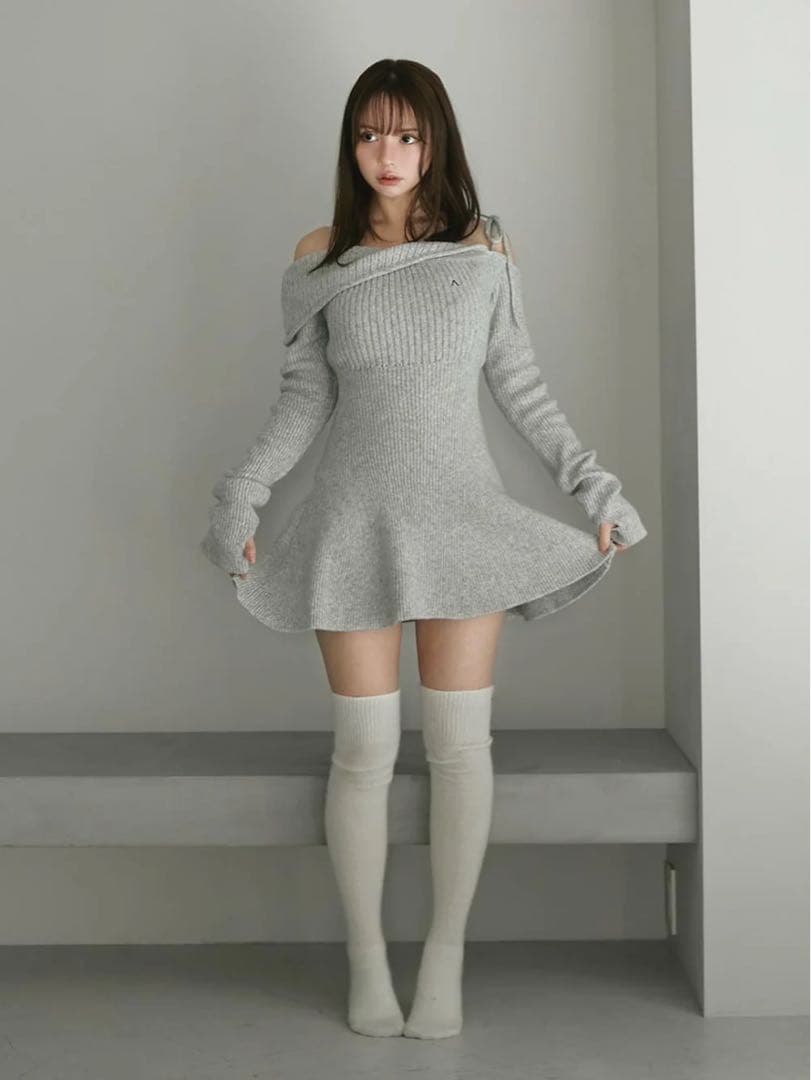 ワンピース Andmary Wendy flare mini dress gray