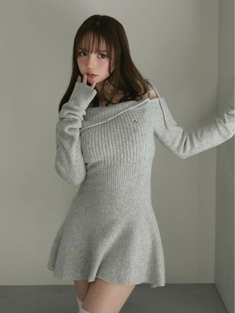 ワンピース Andmary Wendy flare mini dress gray