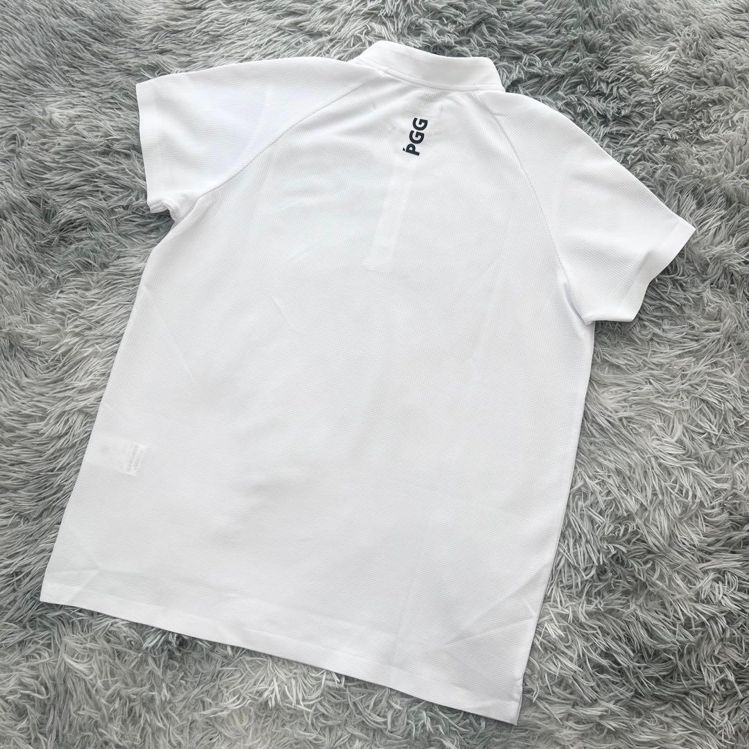新品　PGG パーリーゲイツ　ハーフジップ　半袖シャツ　モックネック　ホワイト