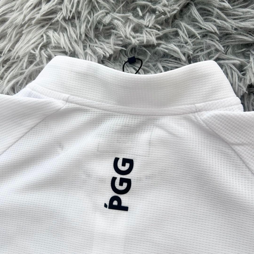 新品　PGG パーリーゲイツ　ハーフジップ　半袖シャツ　モックネック　ホワイト
