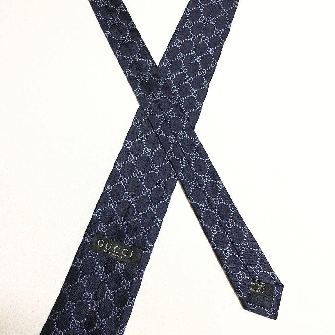 未使用級 グッチ GUCCI ネクタイ シルク GG柄 総柄 ダブルG グッチ