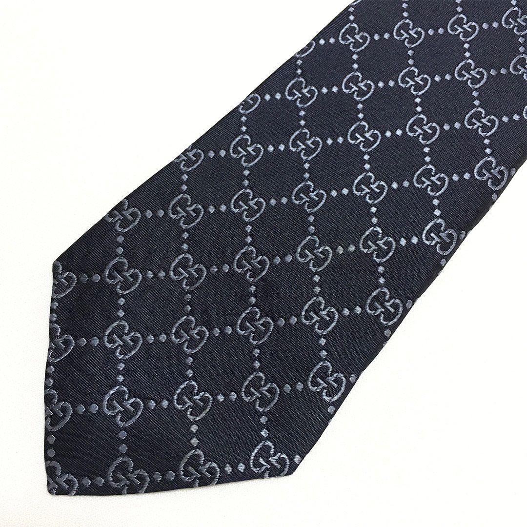 未使用級 グッチ GUCCI ネクタイ シルク GG柄 総柄 ダブルG グッチ