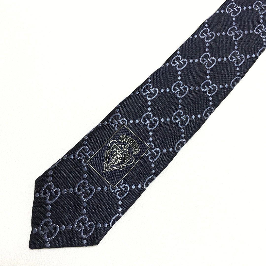 未使用級 グッチ GUCCI ネクタイ シルク GG柄 総柄 ダブルG グッチ