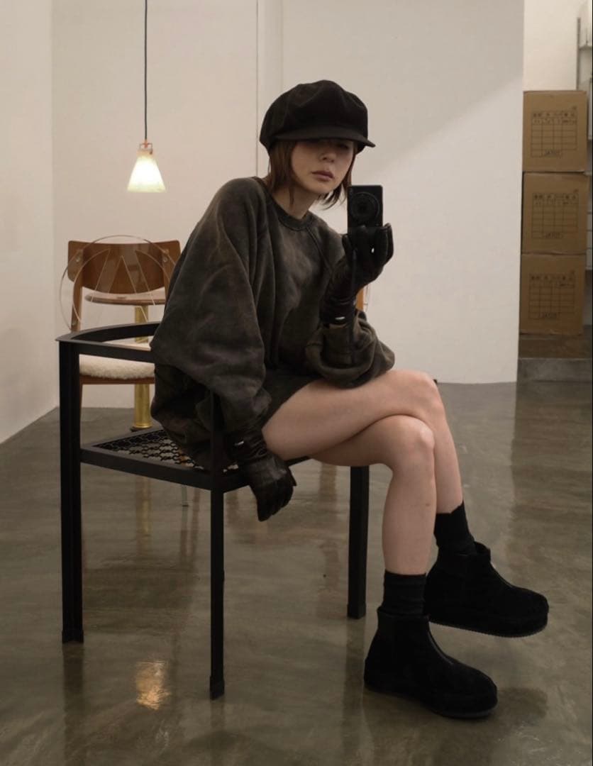 新品未使用lon ロンTWO SIDE SWEATSHIRT#04カーキブラウン