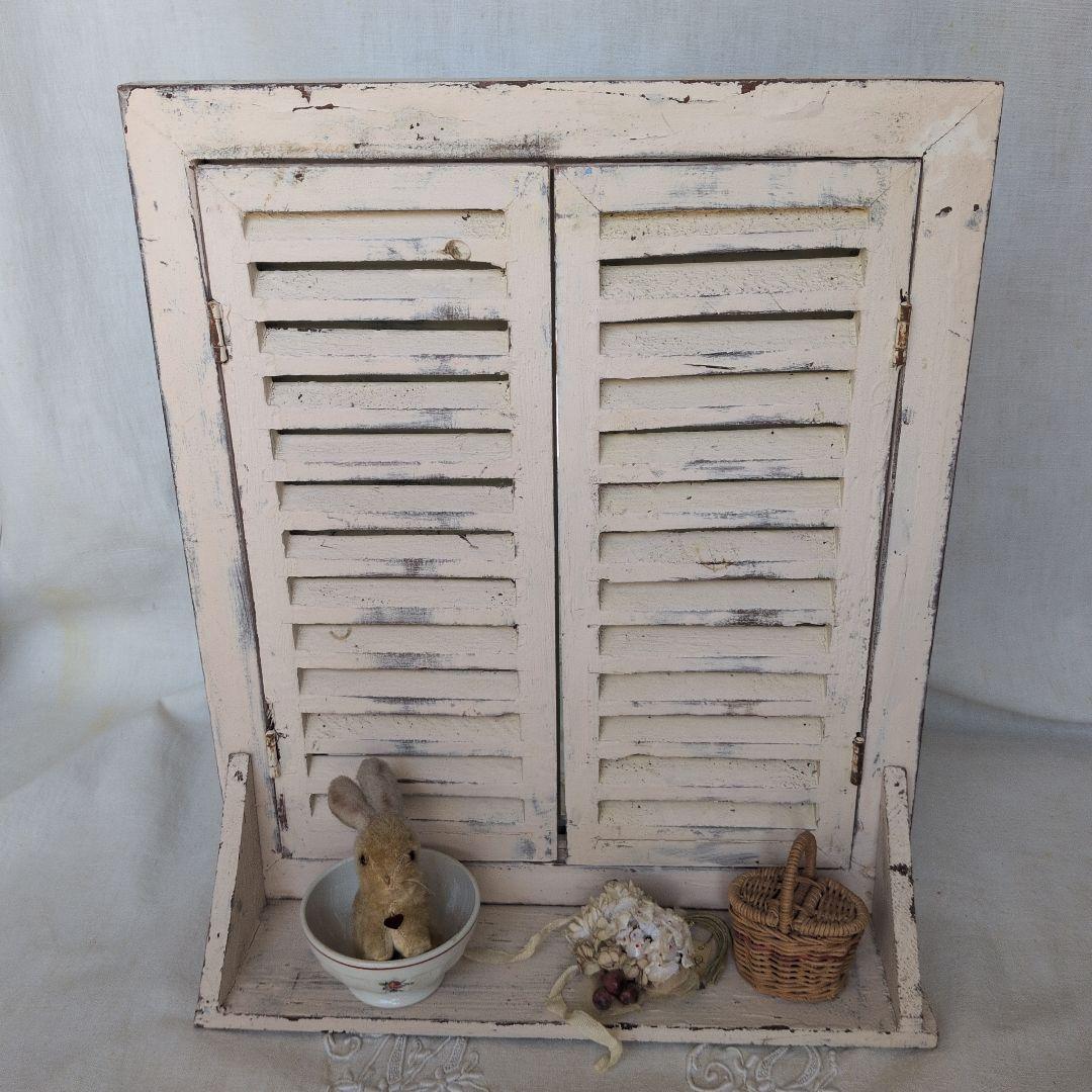 ルーバーミラー アンティーク調 ウォールミラー シャビー