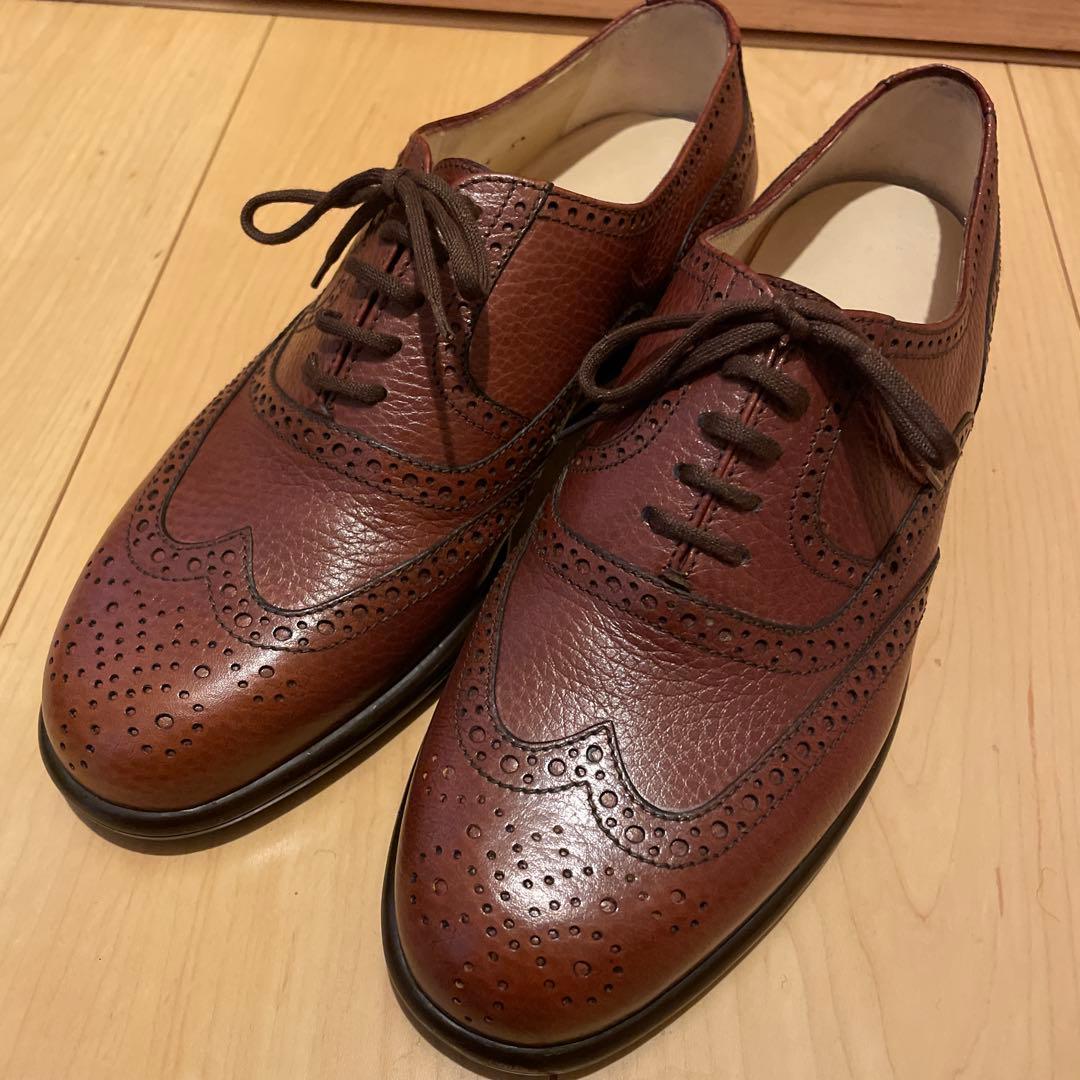 希少イタリア製【タニノクリスチー】ウィングチップグレインレザーシューズ美品シボ革