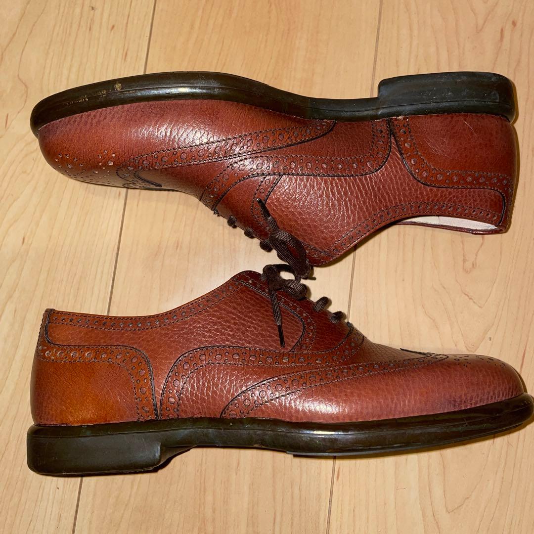 希少イタリア製【タニノクリスチー】ウィングチップグレインレザーシューズ美品シボ革