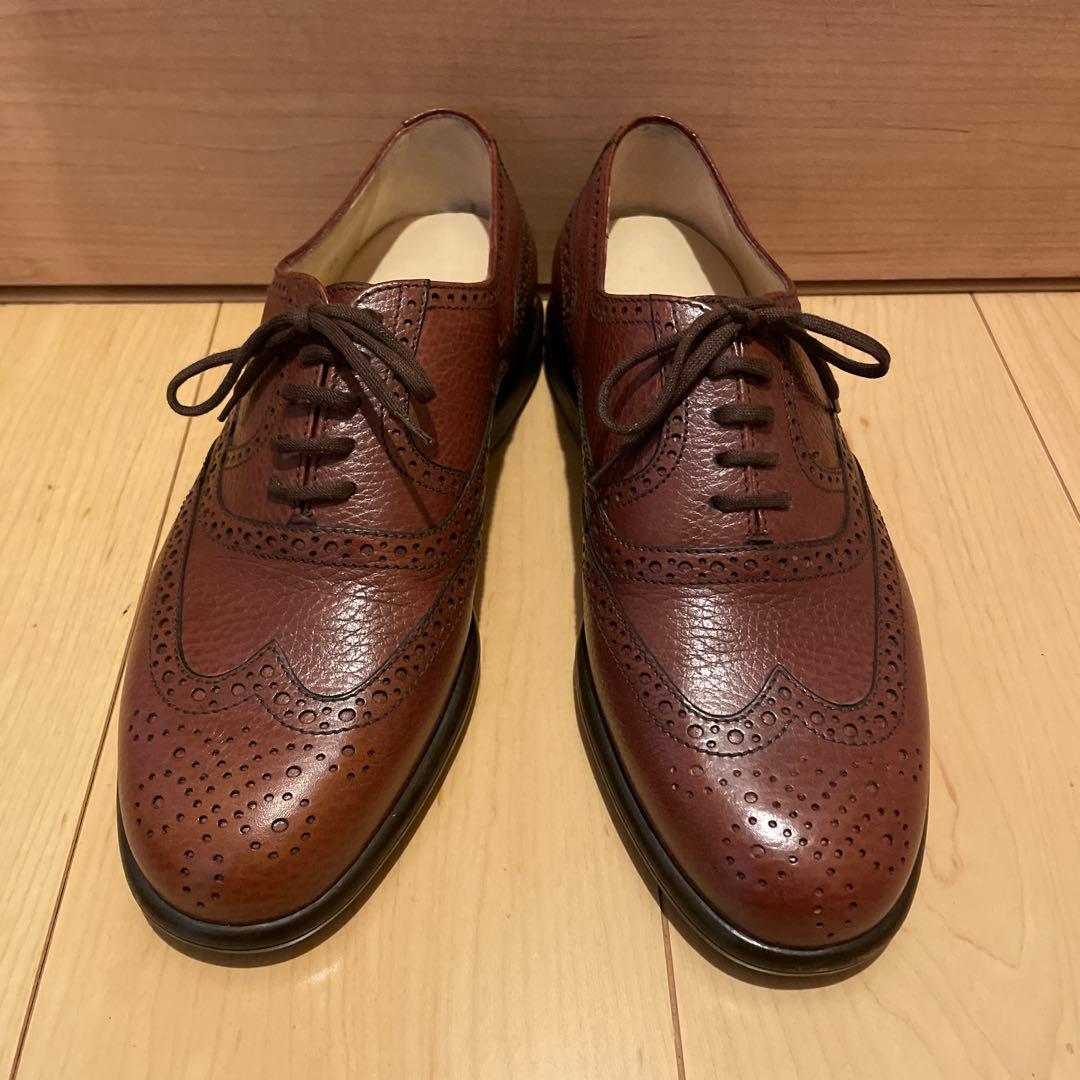 希少イタリア製【タニノクリスチー】ウィングチップグレインレザーシューズ美品シボ革