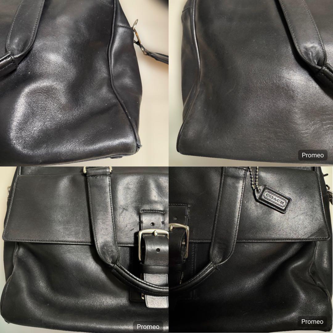 COACH コーチ 本革 レザービジネスバッグ ボストン 黒