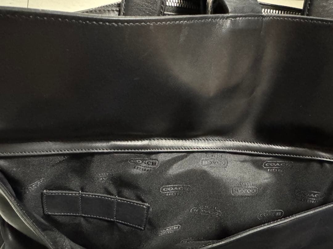 COACH コーチ 本革 レザービジネスバッグ ボストン 黒