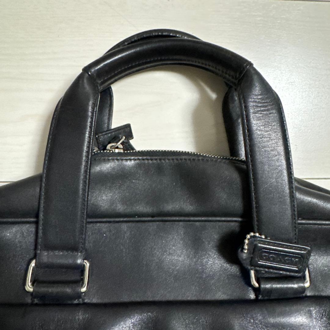 COACH コーチ 本革 レザービジネスバッグ ボストン 黒