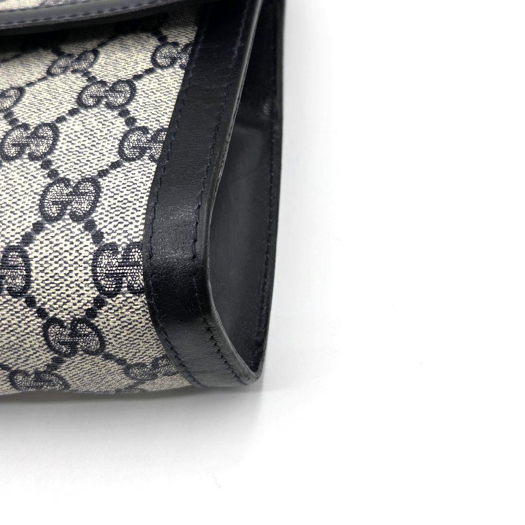 GUCCI クラッチバッグ シェリーライン GG レザー PVC ネイビー 紺