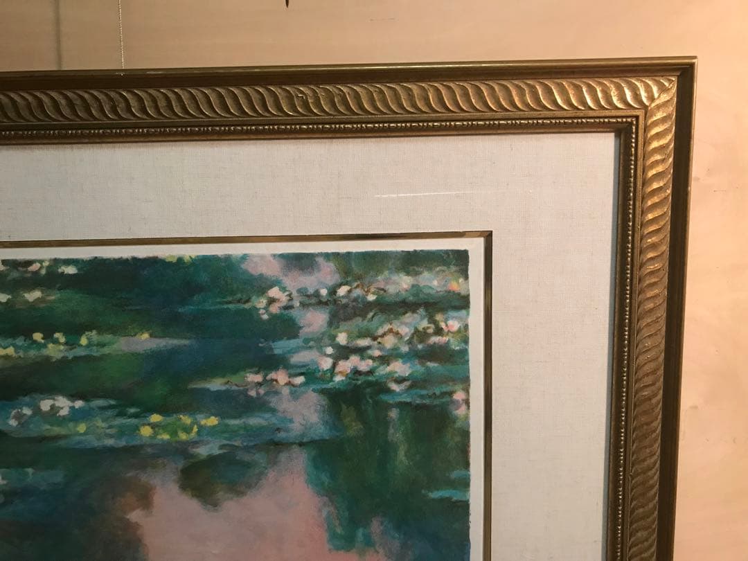 クロード・モネ　「睡蓮」　リトグラフ　刷り師サイン・エンボス印・エディション有り