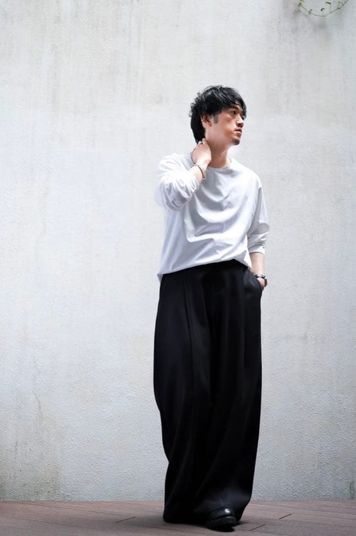 オズ様【美品】MBハイエンド尾州ウール フロントシーム”ハカマ”スラックス