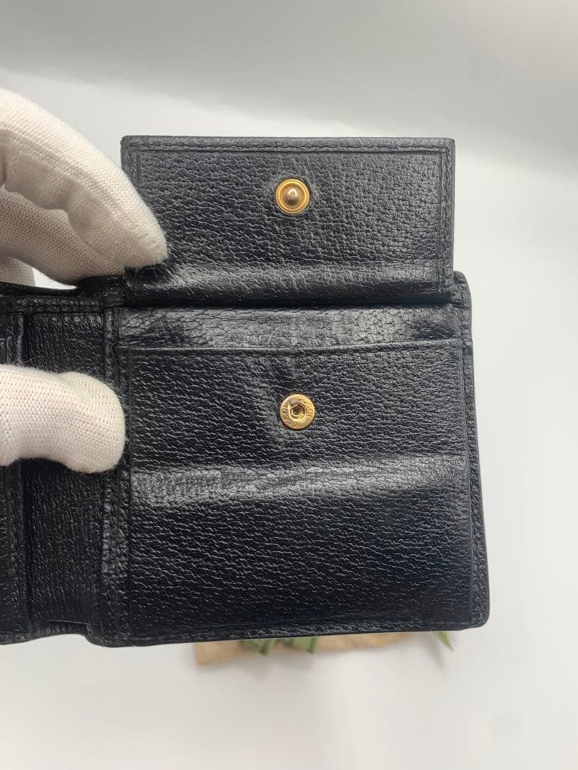 【美品】グッチ 二つ折り財布 アニマリエ ビー レザー ゴールド金具 P55