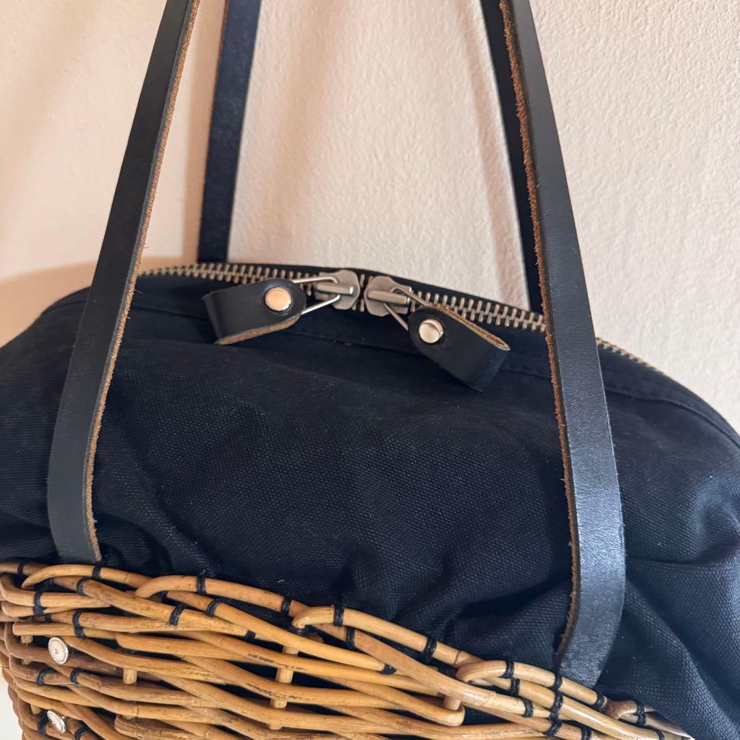 ebagos エバゴス かごバッグ 籐 コットン布 ファスナー