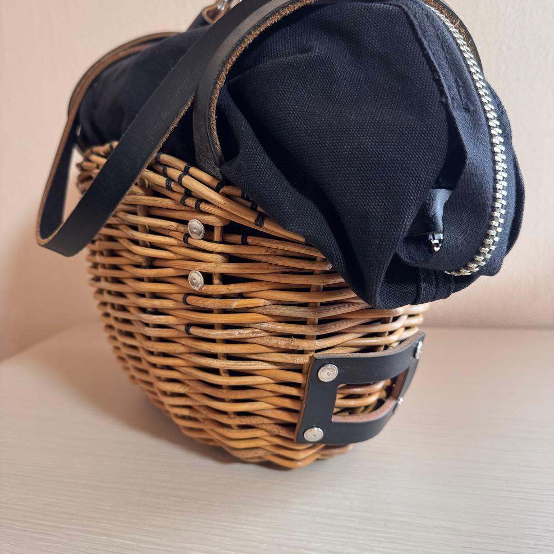 ebagos エバゴス かごバッグ 籐 コットン布 ファスナー