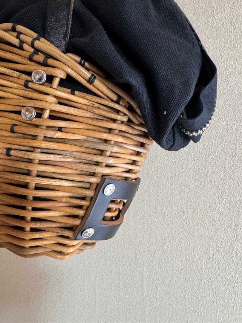 ebagos エバゴス かごバッグ 籐 コットン布 ファスナー