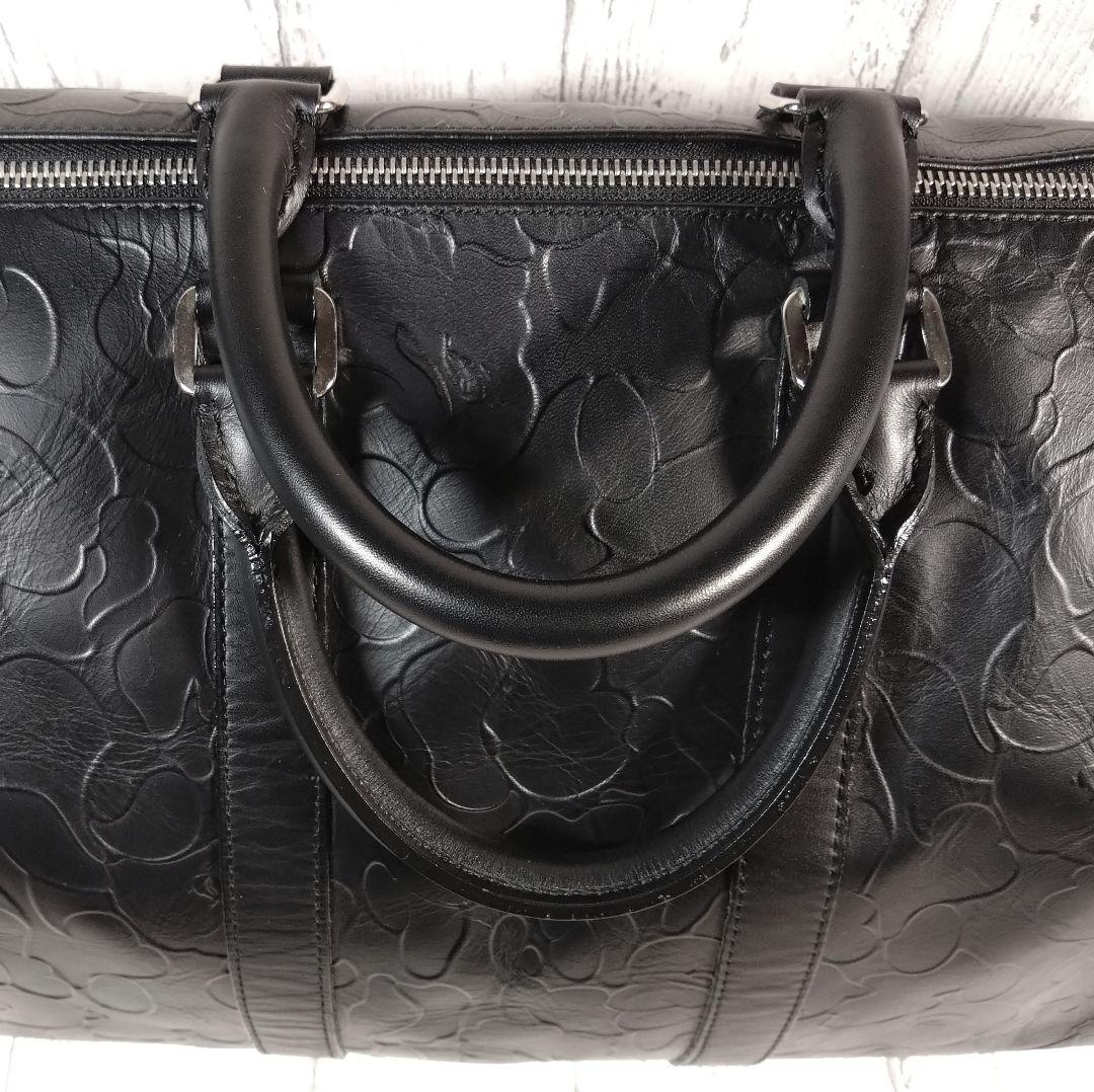 型押しレザー 高級ボストンバッグ BAPE☆中古品