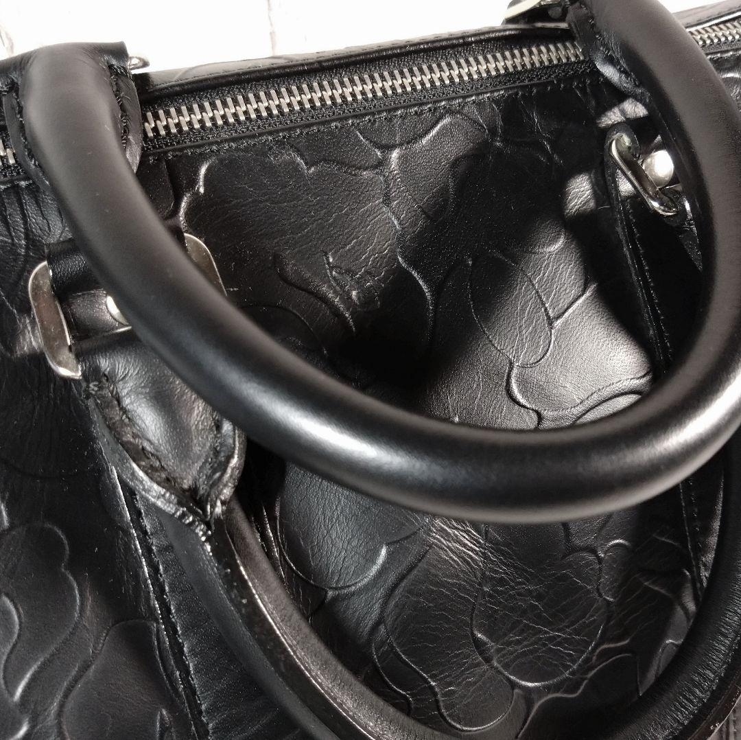 型押しレザー 高級ボストンバッグ BAPE☆中古品