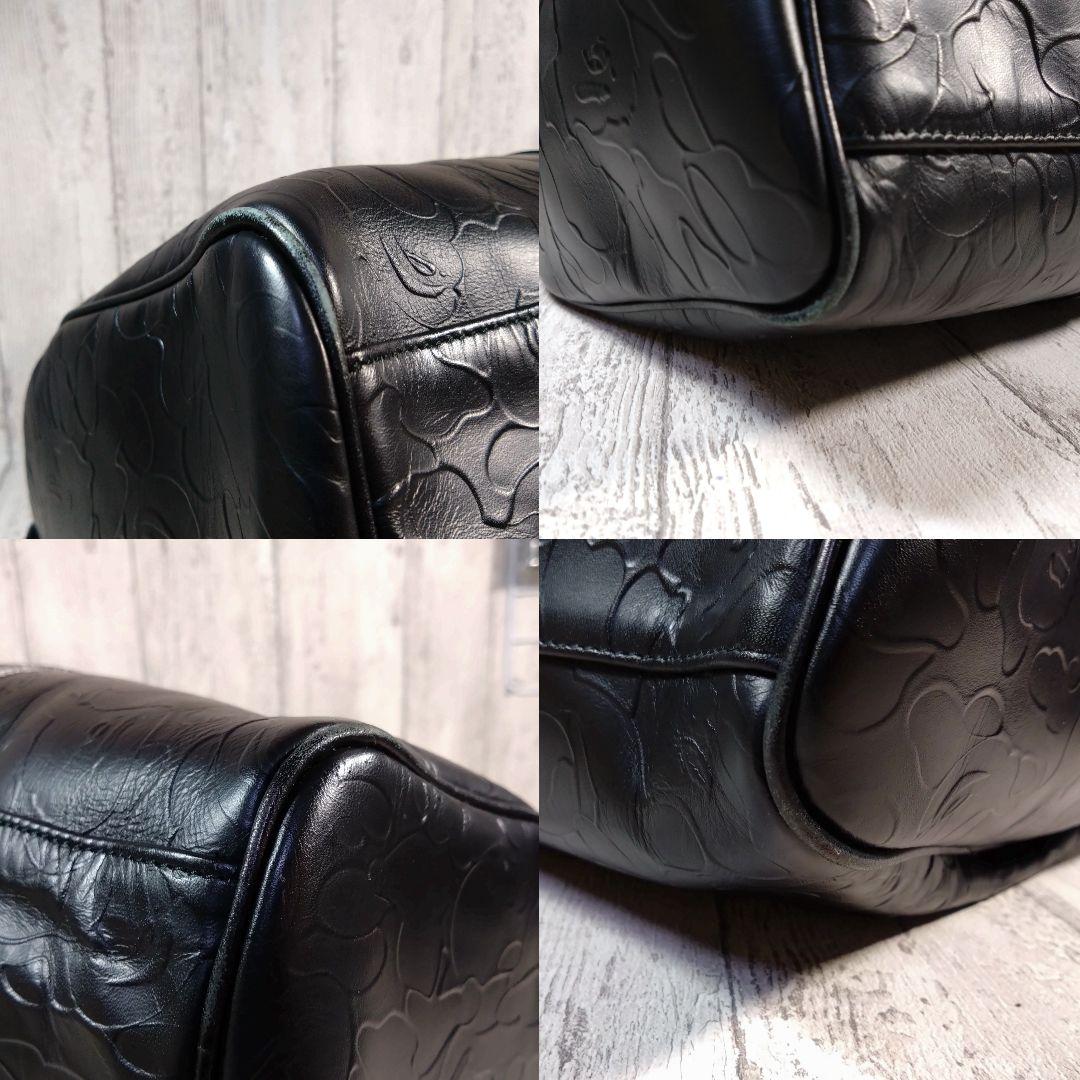 型押しレザー 高級ボストンバッグ BAPE☆中古品