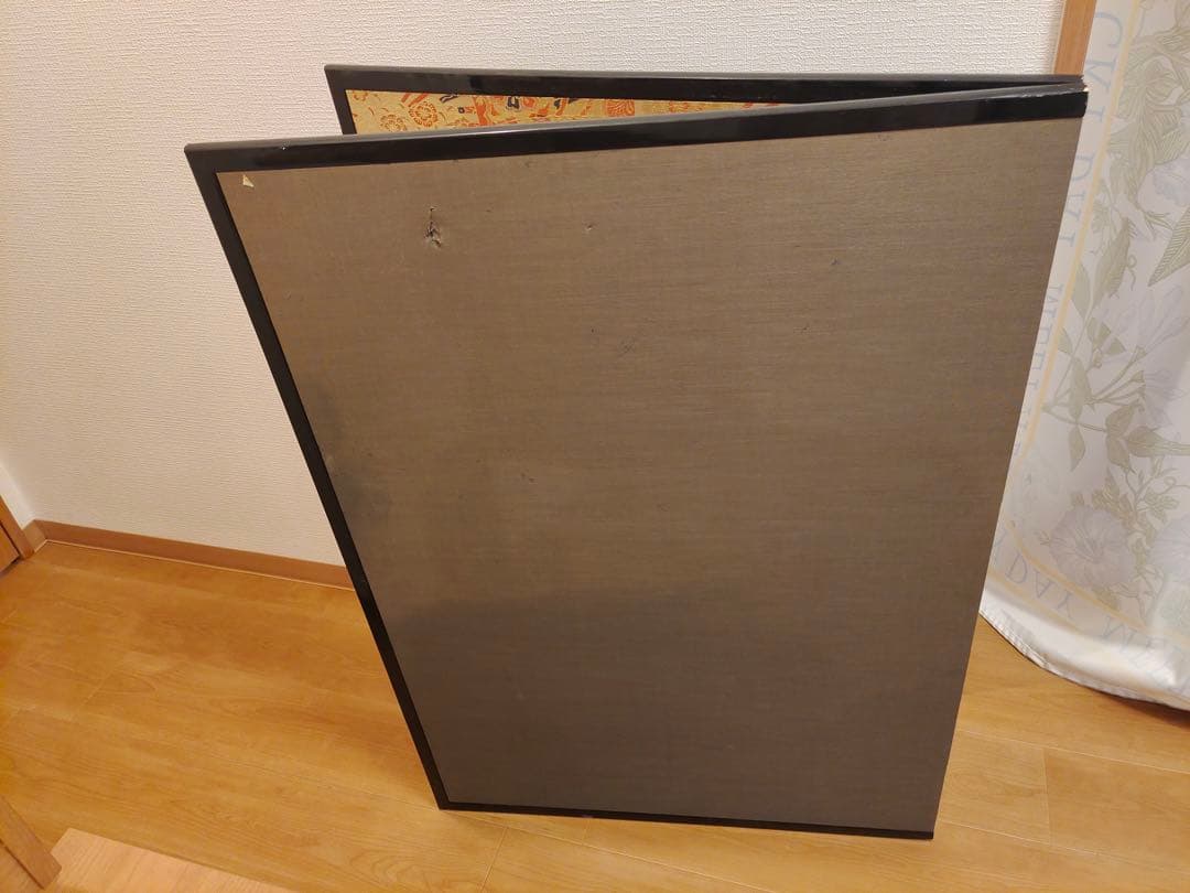 屏風　仕切り　二枚折　 パーテーション　 衝立　鶴図　金糸　西陣織　風炉先屏風