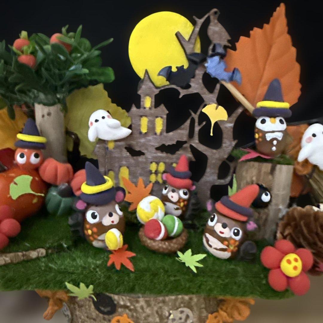 どんぐりアート♡Halloweenオブジェ＆タペストリーHalloweenリース