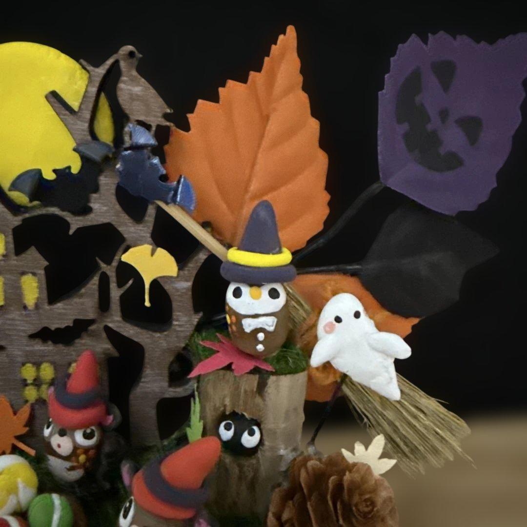 どんぐりアート♡Halloweenオブジェ＆タペストリーHalloweenリース