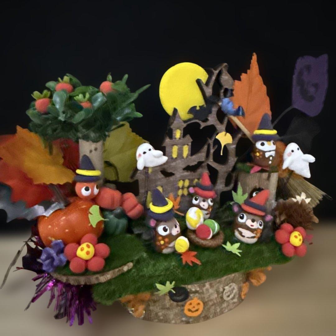 どんぐりアート♡Halloweenオブジェ＆タペストリーHalloweenリース