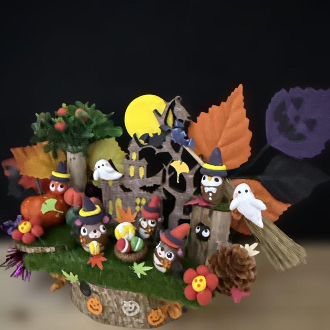 どんぐりアート♡Halloweenオブジェ＆タペストリーHalloweenリース