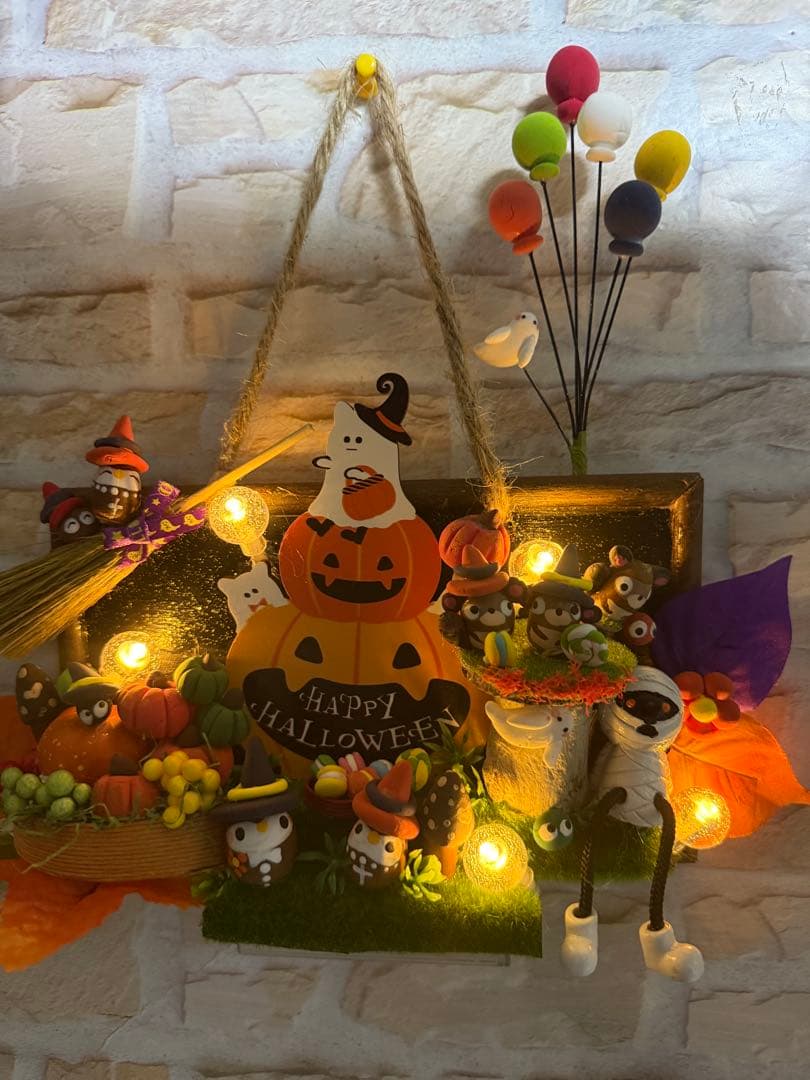 どんぐりアート♡Halloweenオブジェ＆タペストリーHalloweenリース