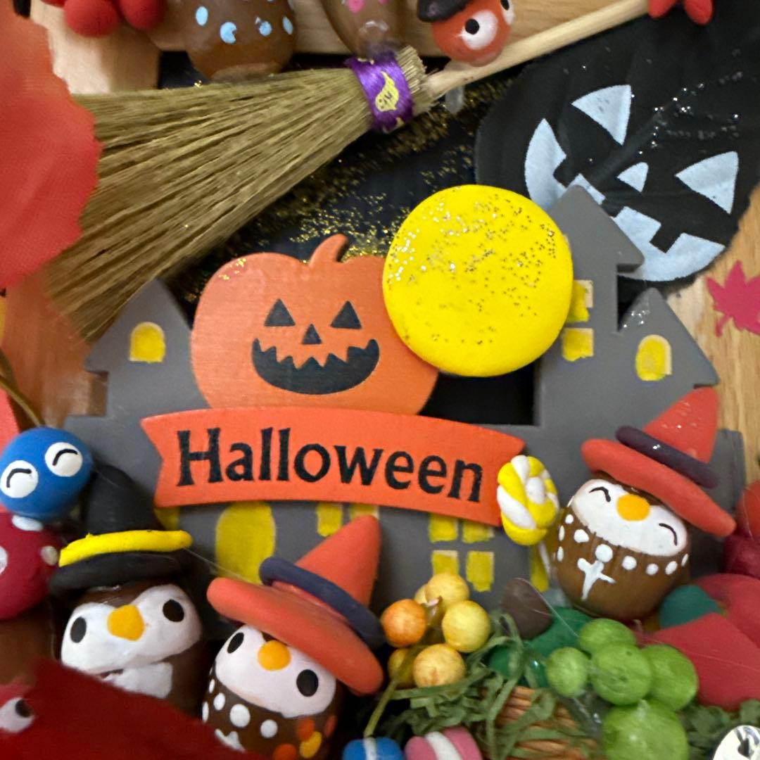 どんぐりアート♡Halloweenオブジェ＆タペストリーHalloweenリース