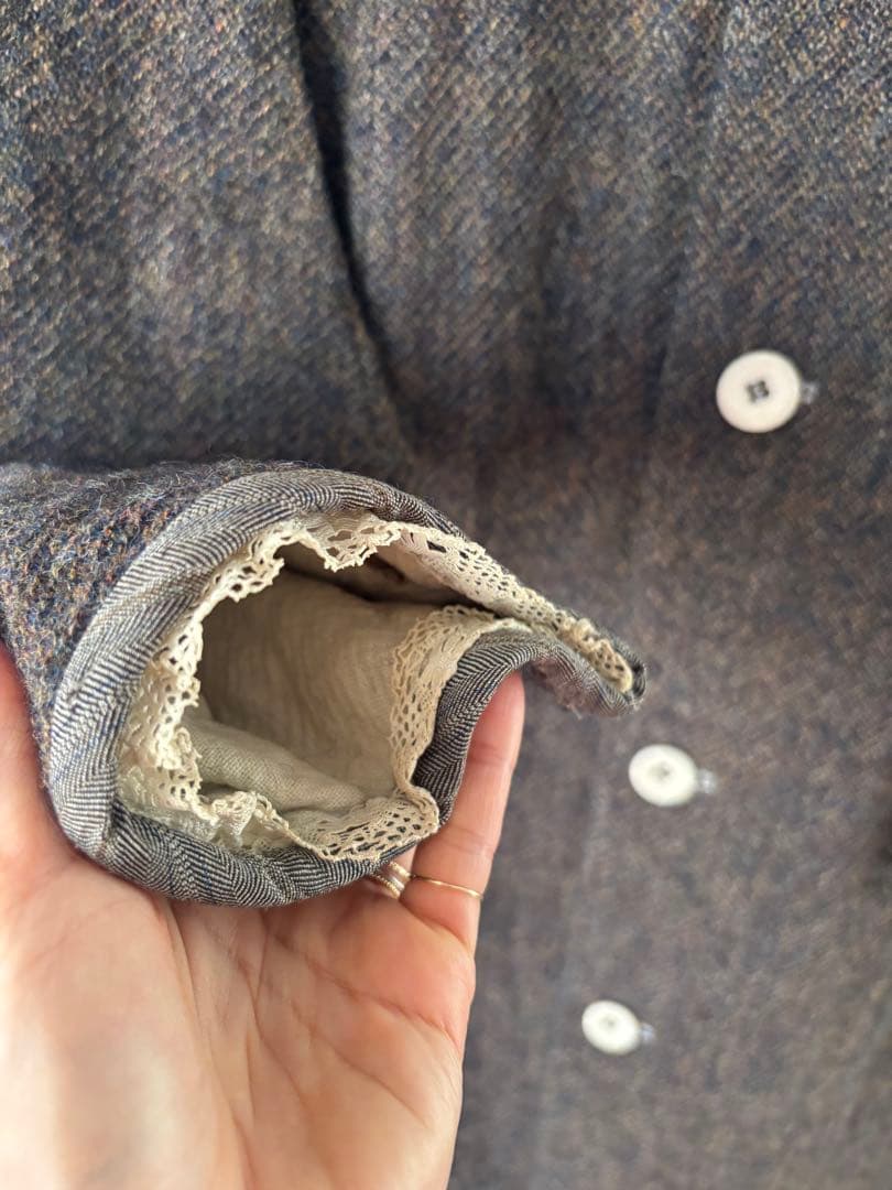 gasa* ノーカラーツイードコート